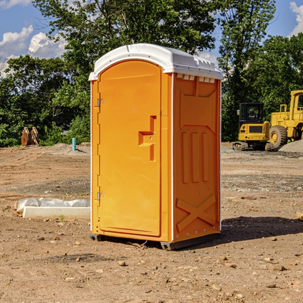 how often are the portable restrooms cleaned and serviced during a rental period in Rosedale